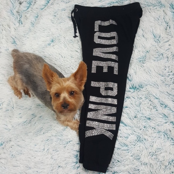 PINK Victoria's Secret Pants - Victorias Secret Black LOVE PINK Bling Joggers XS